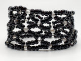 Handmade Black and Clear Crystal Beaded Bracelet